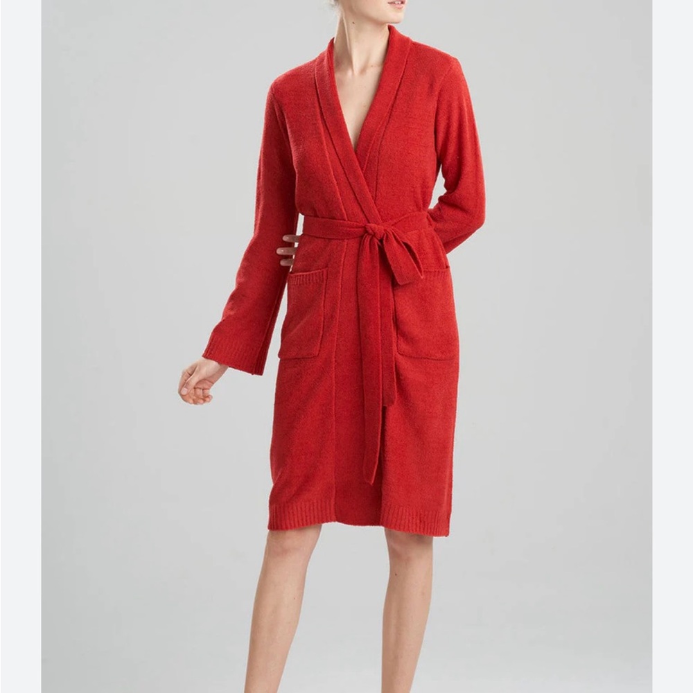 N Natori Women Aura Solid Robe Garnet Red E1223 Size M